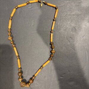 Women’s Handcrafted Wooden Bead Necklace – Boho, Rustic, Vintage, NWOT